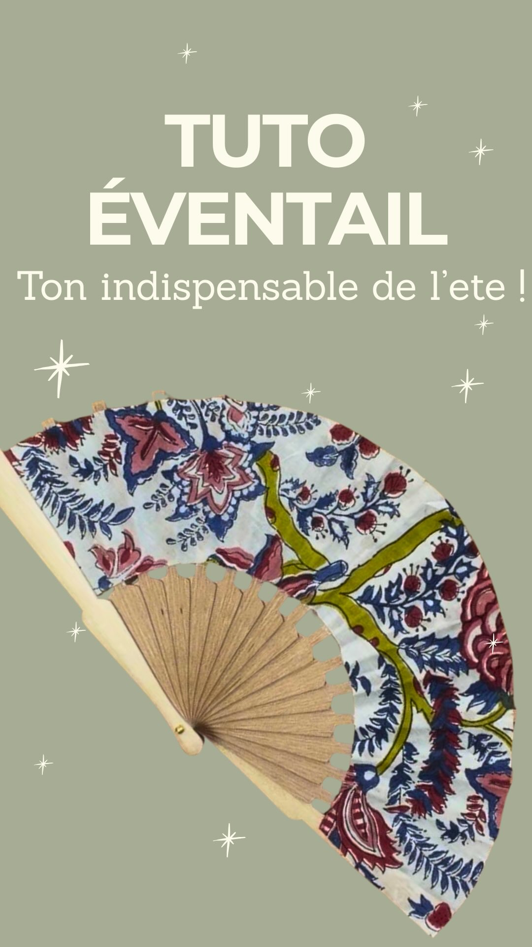 🪭☀️ L’accessoire indispensable de l’été ? L’éventail bien sûr ! ☀️🪭

Chez Rue des nuages, vous trouverez tout le nécessaire pour le réaliser vous même. Vous avez le choix entre :
🌸 Des kits prêts à créer avec de magnifiques tissus Liberty 
♻️ Ou simplement la structure en bois, parfaite pour utiliser vos plus belles chutes de tissus et leur offrir une seconde vie.
Un accessoire unique, fait main, à glisser dans son sac tout l’été 💛

Pour vous aider, Caro vous a préparé un tuto pour vous accompagner dans toutes les étapes de votre création 😉