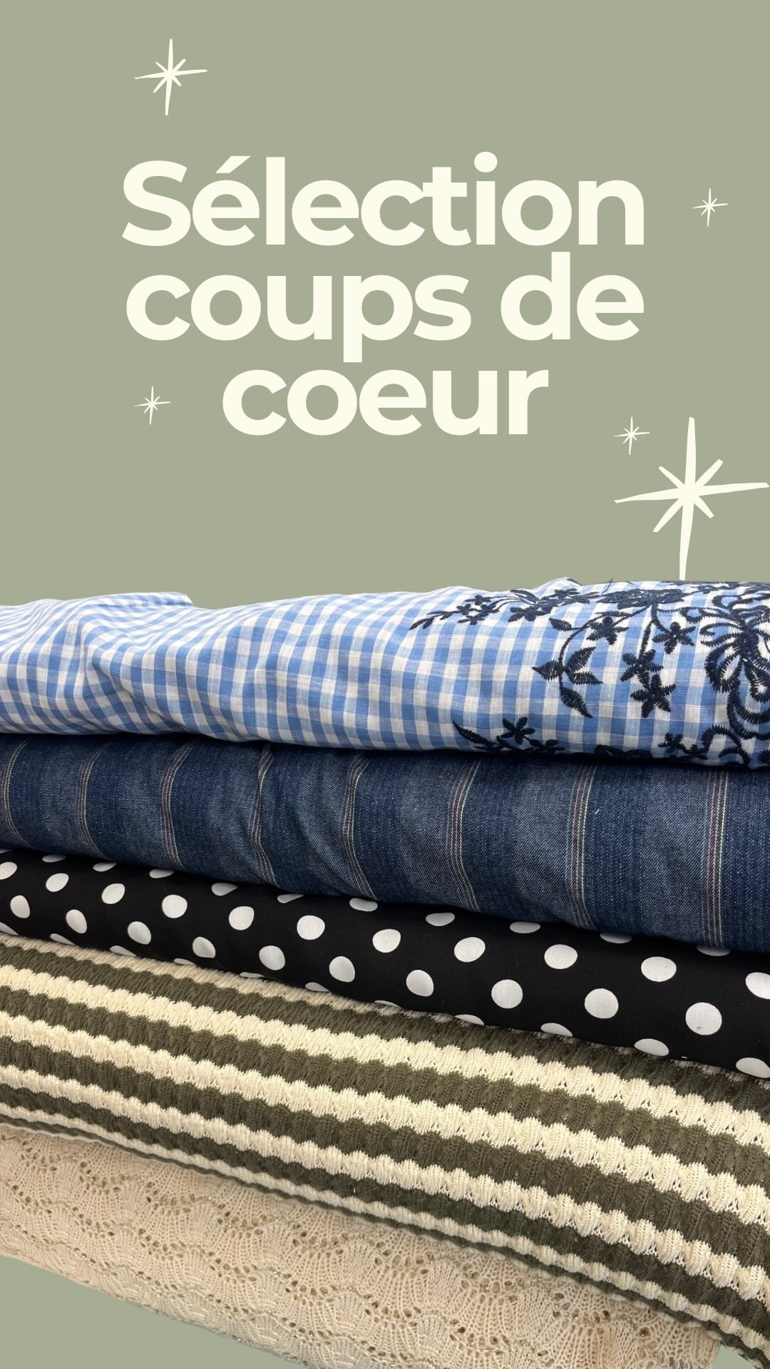 Nouveau format vidéo pour vous présenter nos tissus coups de cœur de l’atelier ❤️❤️❤️

Et toi ? Quel est ton tissu chouchou ?