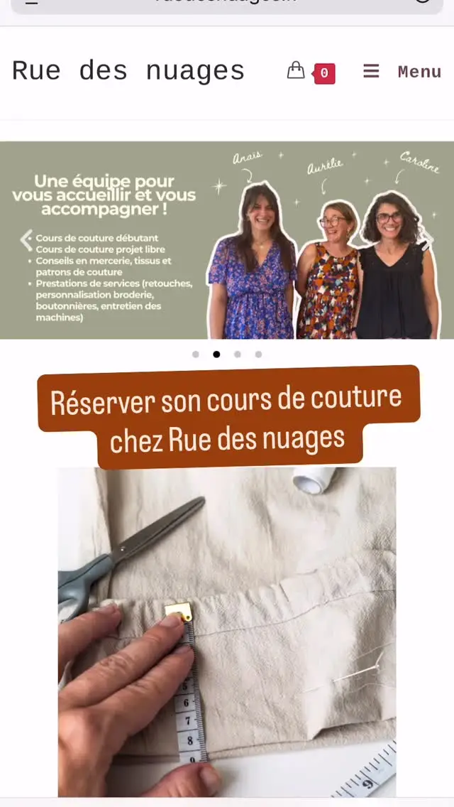 📆 Informations planning… vous pouvez déjà réserver vos créneaux pour la rentrée !!
A une heure des vacances, je te montre comment déjà réserver tes cours de couture chez Rue des nuages 😉
Il n’y a rien de plus simple. Tout se passe sur le site. Tu choisis ton cours, une date et un horaire… un peu comme Doctolib mais pour la couture… donc plus fun et avec plus de disponibilités 😂
@simonek_couture @nana.crea.tions 

#ruedesnuages #merceriebordeaux #coursdecouturebordeaux #coursdecouturebordeauxrivedroite #coursdecouture