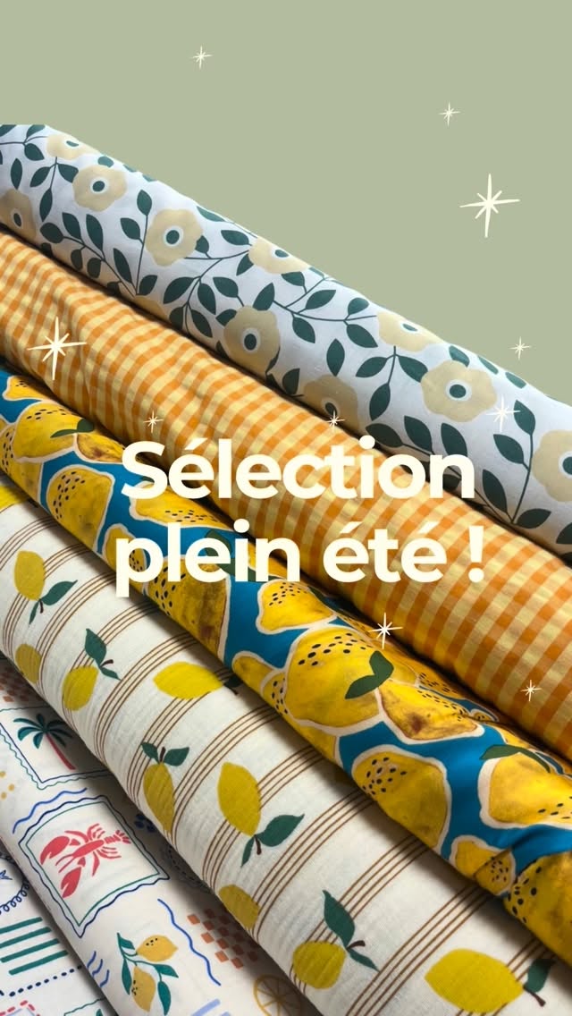 Enfin du soleil ! ☀️ Après un début de mois de mai un peu trop automnal, place aux couleurs, à la légèreté et aux projets couture d’été ✂️ Voici une sélection de tissus d’été pour réveiller votre créativité et imaginer un vestiaire estival joyeux et lumineux 🌺
Et toi ? Quel tissu t’inspire le plus ?
