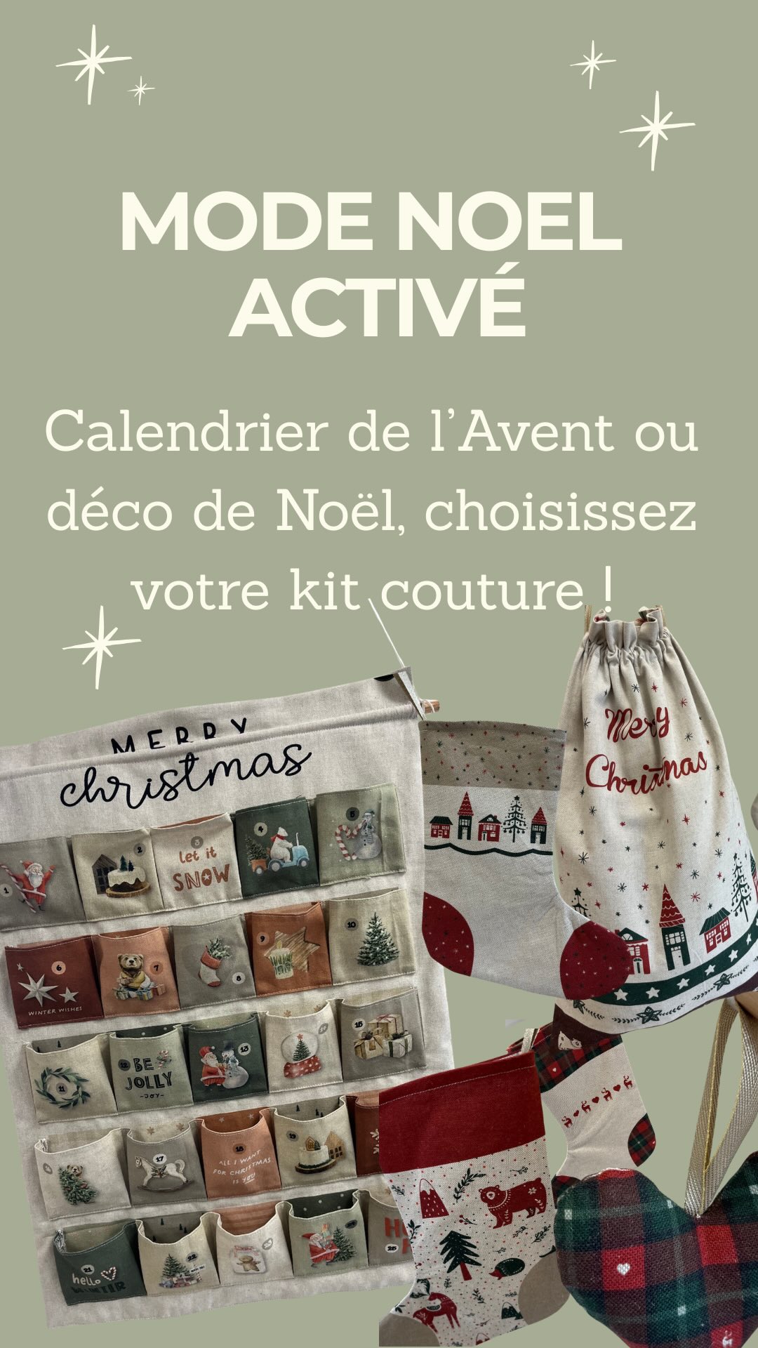 🎄 Oui, oui, je sais... Halloween n’est même pas passé que je vous parle déjà de Noël 😅
Mais quand on aime coudre, les préparatifs commencent tôt !

Pour vous simplifier la vie, Rue des nuages a préparé deux kits prêts à coudre : 
✨ Calendrier de l’Avent ou Décorations de Noël
🧵 Accessibles aux débutants 
🌿 100 % coton 
🎁 Tout est réuni pour vous lancer sereinement

Les quantités sont limitées, pensez à réserver votre kit en MP 💌