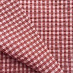 Seersucker carreaux cacao rose thé