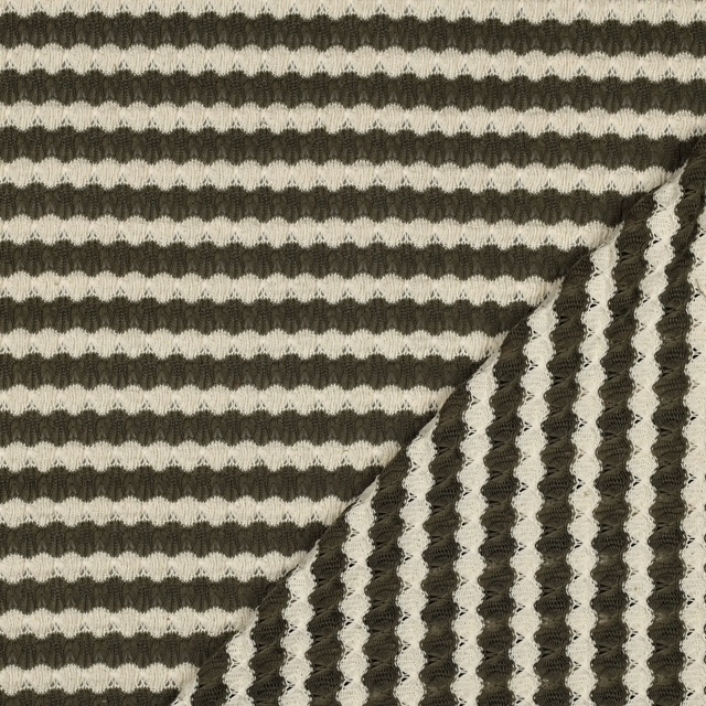 Jacquard tricoté rayures kaki – Image 2