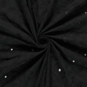 Coton fleurs brodées noir