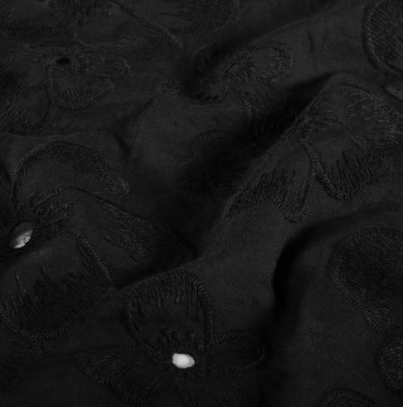 Coton fleurs brodées noir – Image 2