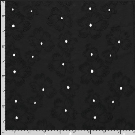 Coton fleurs brodées noir – Image 3