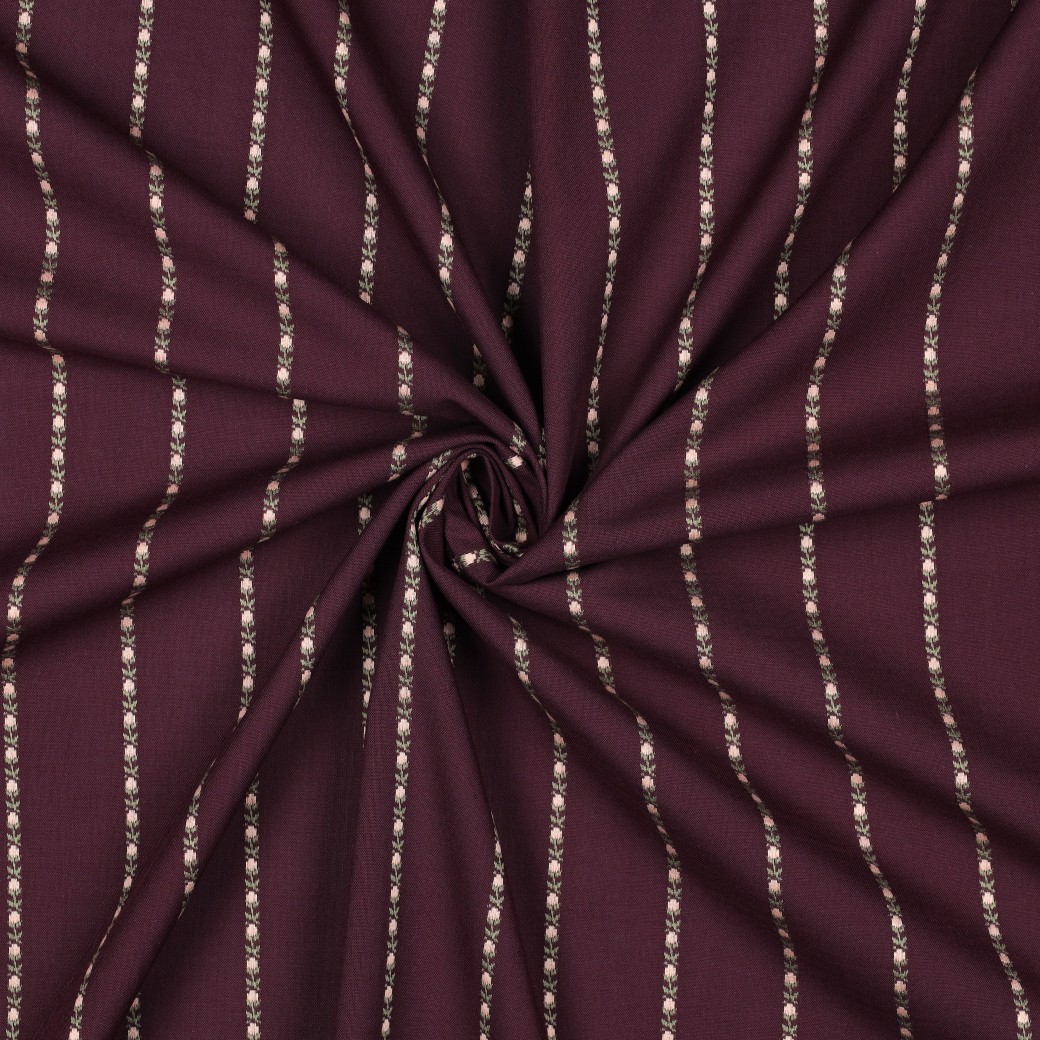 Jacquard coton fleurs bordeaux – Image 3