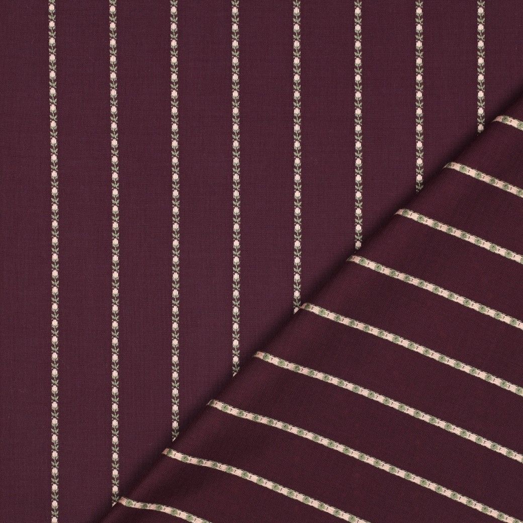 Jacquard coton fleurs bordeaux