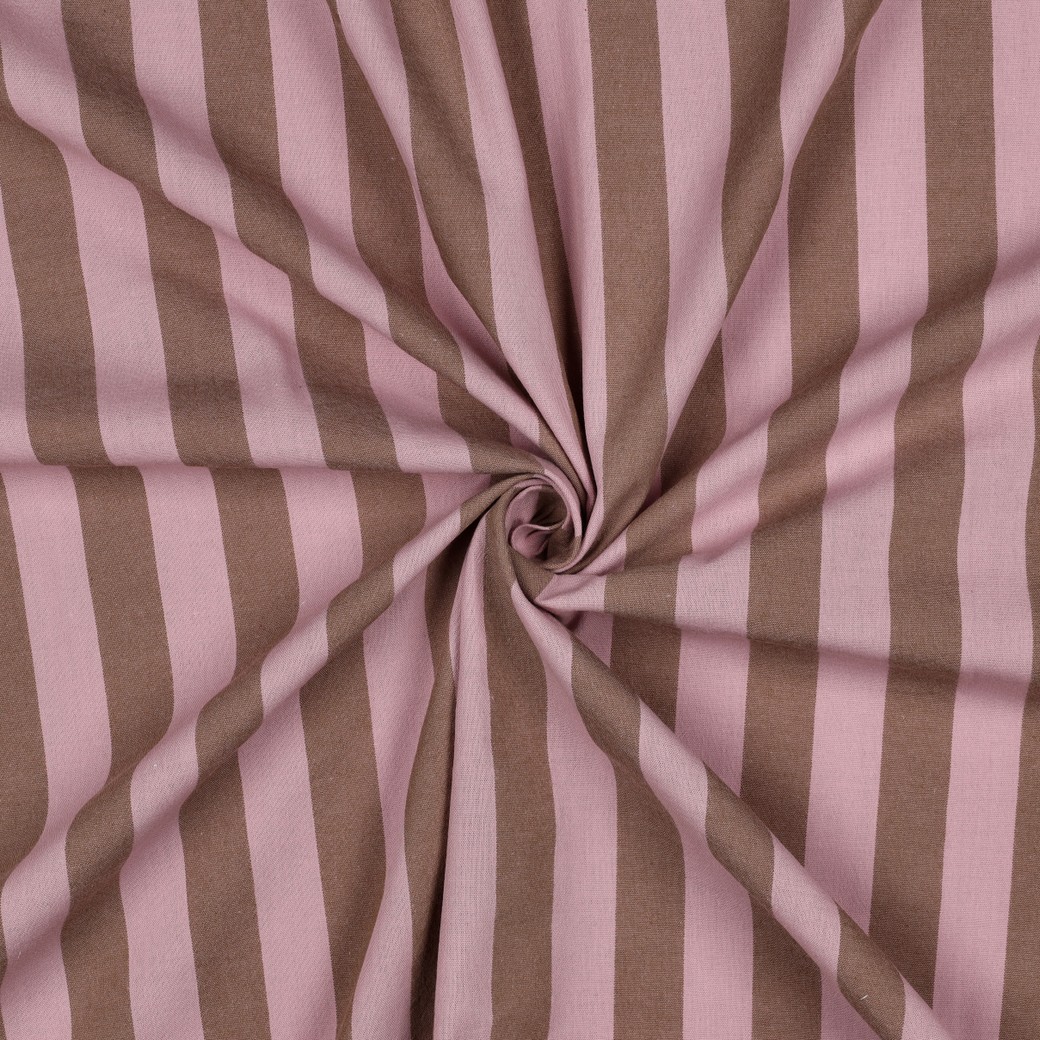 Coton teint en fil rayures rose clair/marron – Image 5