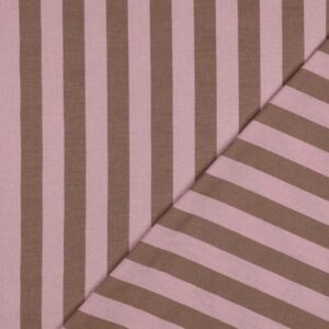 Coton teint en fil rayures rose clair/marron