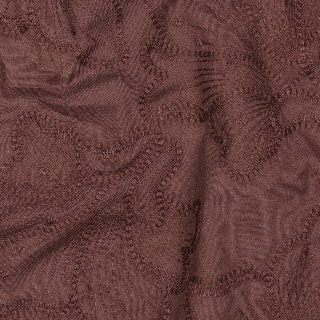 Coton brodé fleurs marron – Image 4