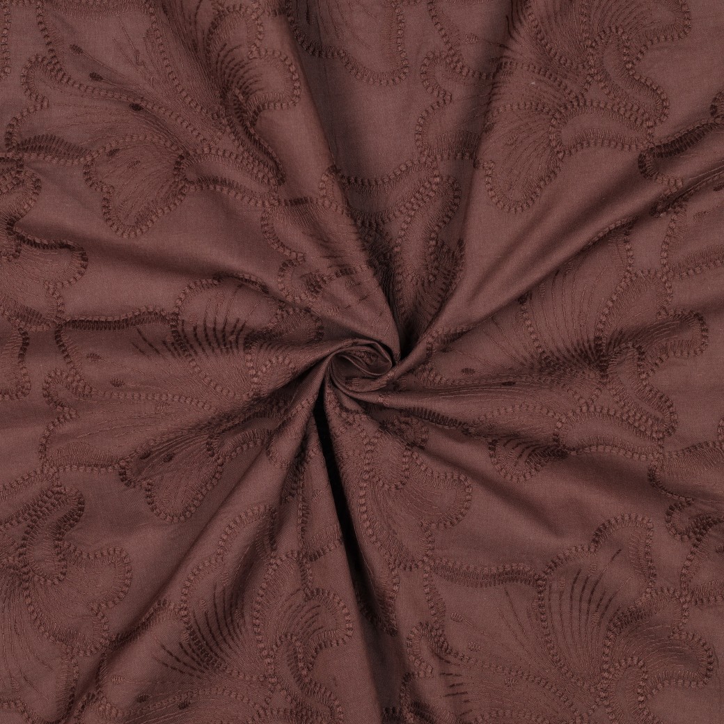 Coton brodé fleurs marron – Image 5