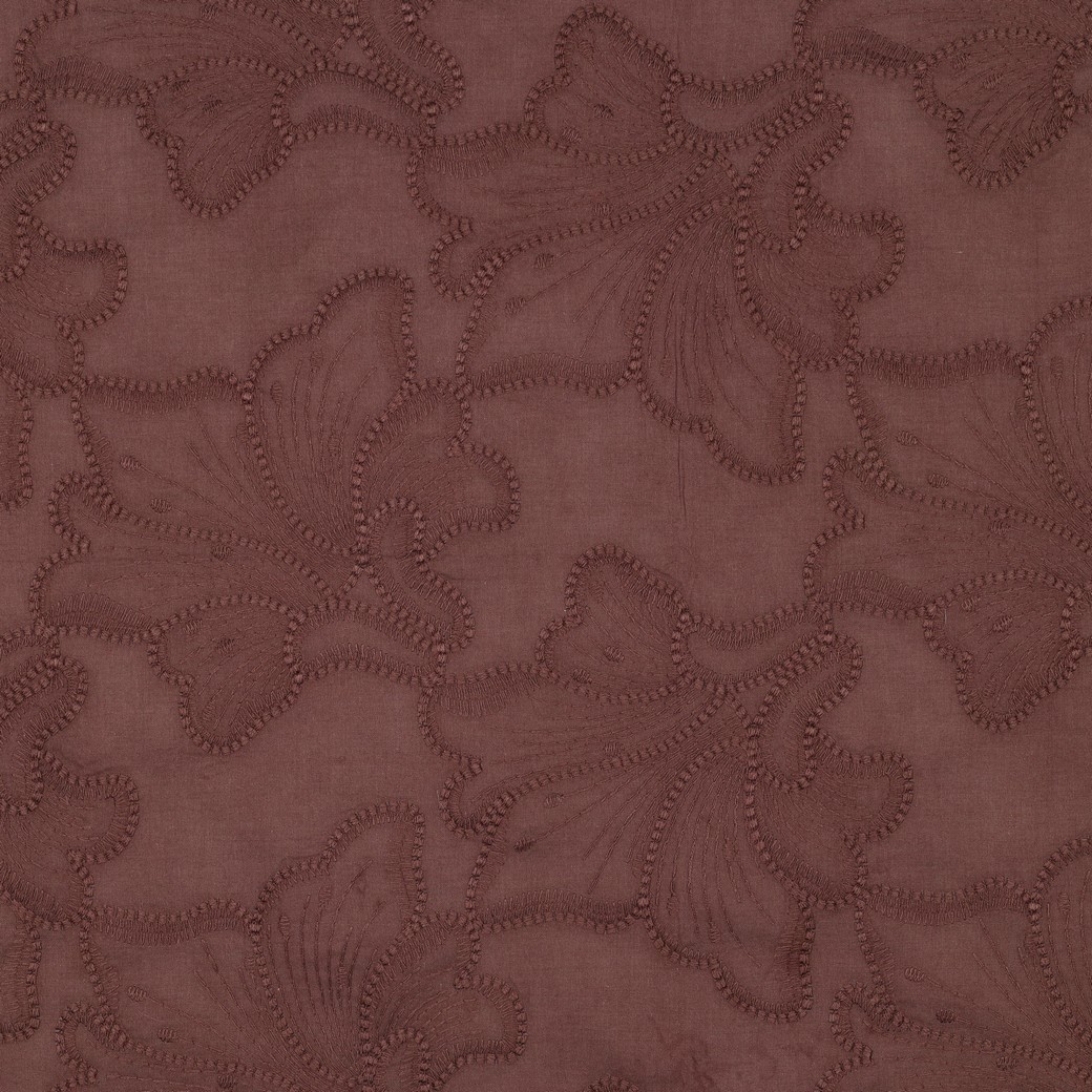 Coton brodé fleurs marron – Image 3