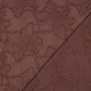 Coton brodé fleurs marron