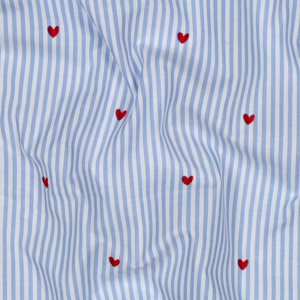 Coton rayés bleu clair et coeurs rouges – Image 5