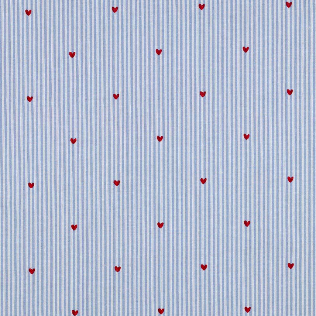 Coton rayés bleu clair et coeurs rouges – Image 4